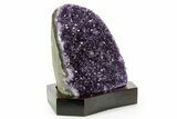 Deep Purple Amethyst Geode With Wood Base - Uruguay #364439-1